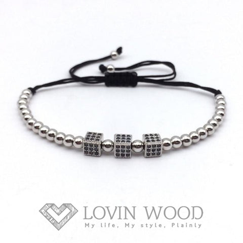 Image of Bracelet Ajustable Dés Hématite - Gameup S Argent / 3 Bracelets