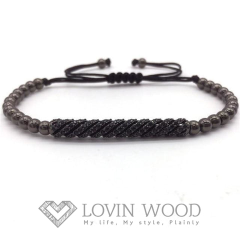 Image of Bracelet Ajustable Hématite - Columnia B Torsade / Noir Bracelets