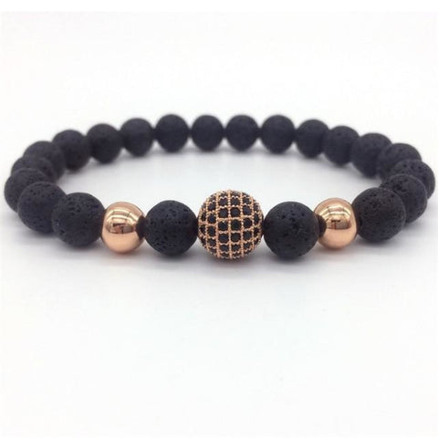 Image of Bracelet Homme Branché - Tentation P Or Rose / Pierre De Lave Bracelets