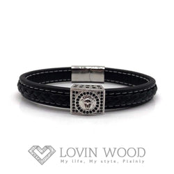 Bracelet Homme Cuir Lion - Wild S Argent / Lanière Une Tresse Bracelets