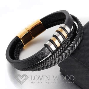 Bracelet Homme Cuir - Spiker G Or Bracelets