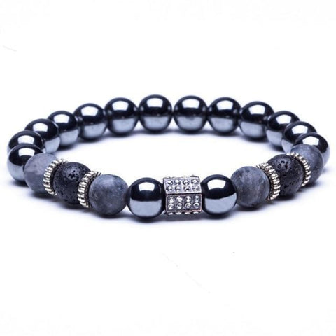 Image of Bracelet Tendance Rock - R.crowe S Argent / Brillant Pierre De Lave Zirconium Bracelets