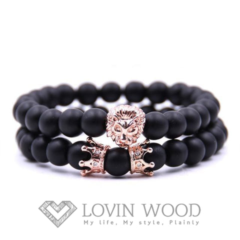 Image of Ensemble Bracelets Lion - Jungle King P Or Rose Bracelets