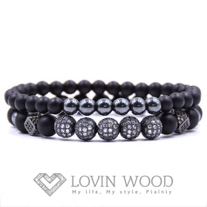 Ensemble Bracelets Perles Contraste - Punk B Noir Bracelets