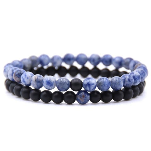 Image of Ensemble Bracelets Stone Noir - M.wahlberg Bleu Marbré Bracelets