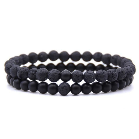 Image of Ensemble Bracelets Stone Noir - M.wahlberg Pierre De Lave Bracelets