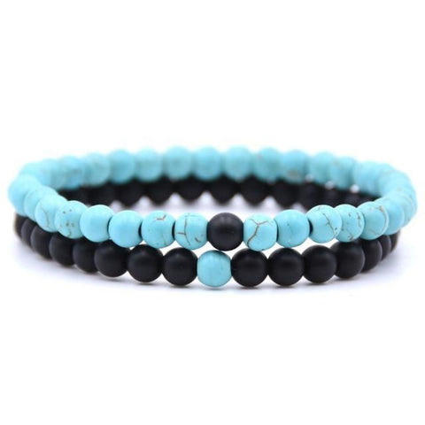 Image of Ensemble Bracelets Stone Noir - M.wahlberg Turquoise Bracelets