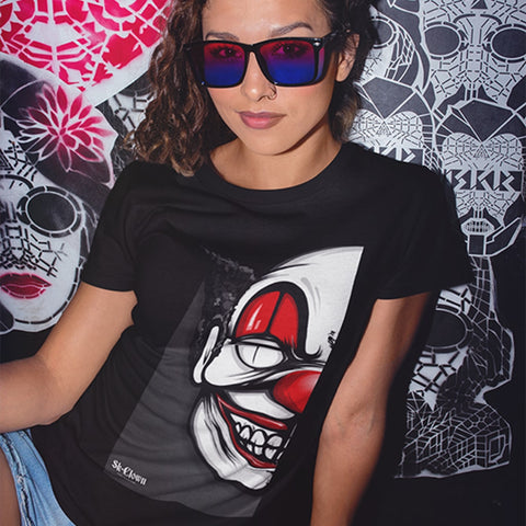 Image of T-Shirt Demi Sk-Clown Femme / Noir Xs